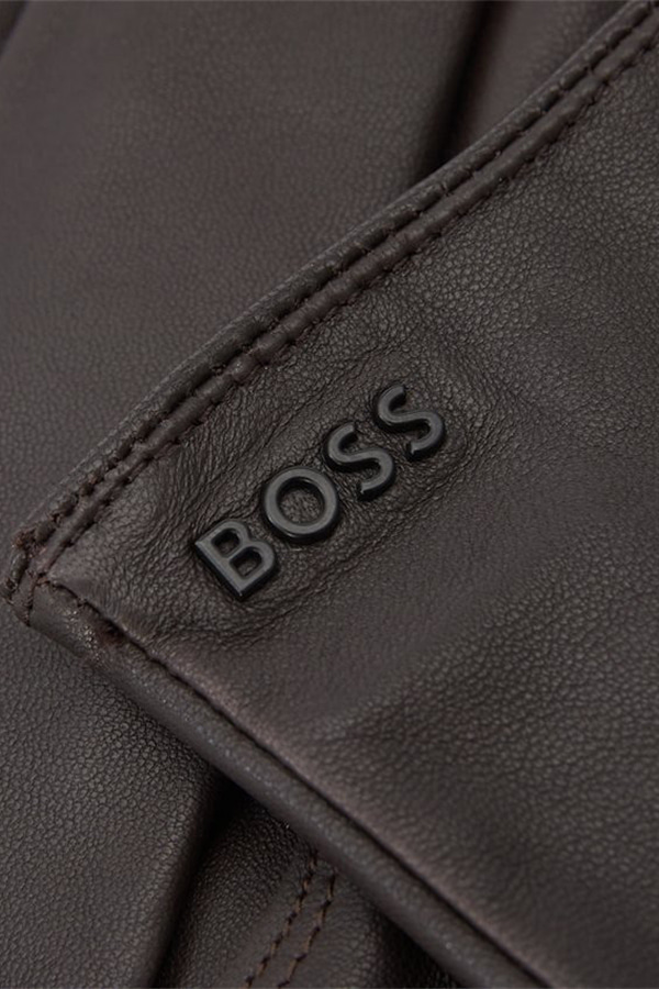 LEATHER GLOVES BOSS - 210 BROWN